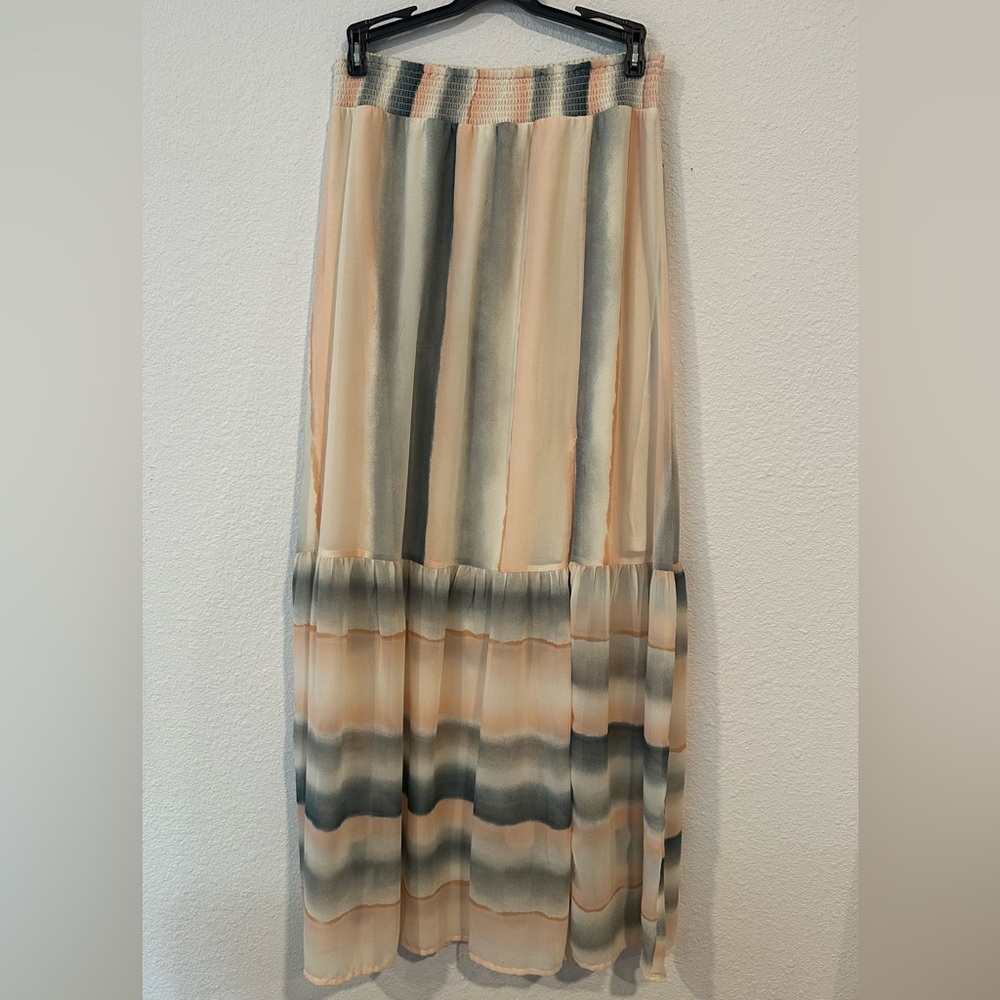 Lovestitch Women's Bohemian Pastel Watercolor Maxi Tiered Summer Skirt Small